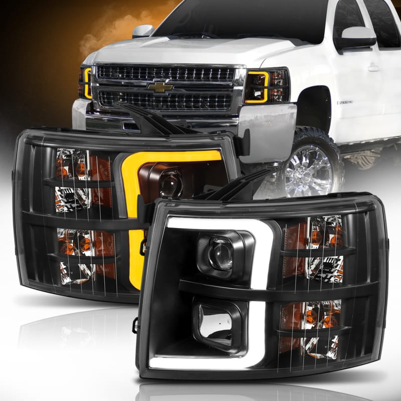 ANZO — ANZO 07-13 Chevrolet Silverado 1500 Plank Style Projector Headlights Black w/ Amber
Projector Headlights
Head Light Set