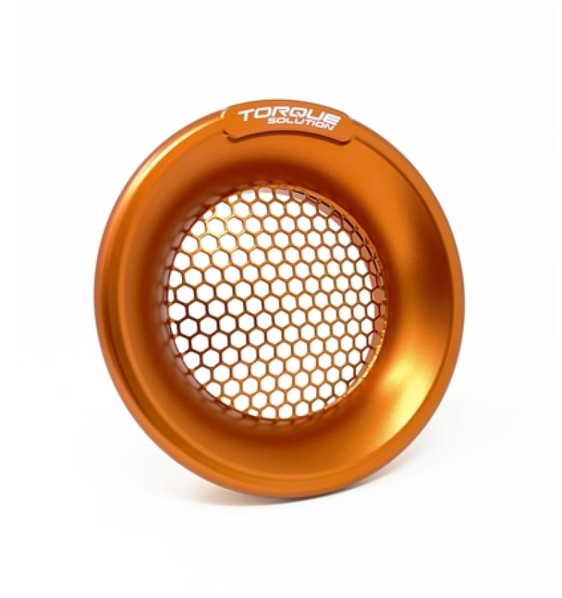 Torque Solution — Torque Solution Billet Turbo Velocity Stack Shield For 4in Inlet - Orange
