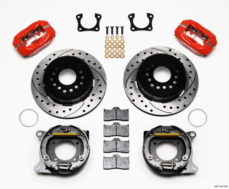 Wilwood — Wilwood Forged Dynalite P/S Park Brake Kit Drilled Red 58-64 Olds/Pontiac Ends
BRAKE KIT