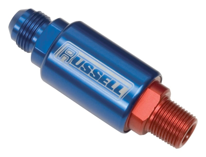 Russell — Russell Performance Red/Blue Anodized (3in Length 1-1/4in dia. -6 x 3/8in male NPT inlet/outlet)