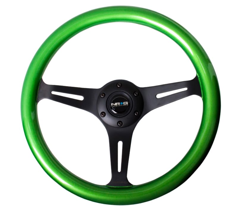 NRG — NRG Classic Wood Grain Steering Wheel (350mm) Green Pearl/Flake Paint w/Black 3-Spoke Center
