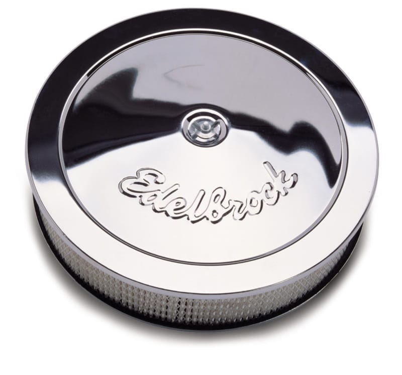 Edelbrock — Edelbrock Air Cleaner Pro-Flo Series Round Steel Top Paper Element 14In Dia X 3 313In Chrome
CHROME/PRO-FLO