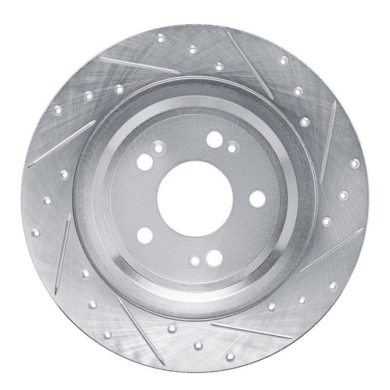 R1 Concepts — R1 21-25 Genesis GV70 Rear Right Drilled & Slotted Silver Brake Rotor
