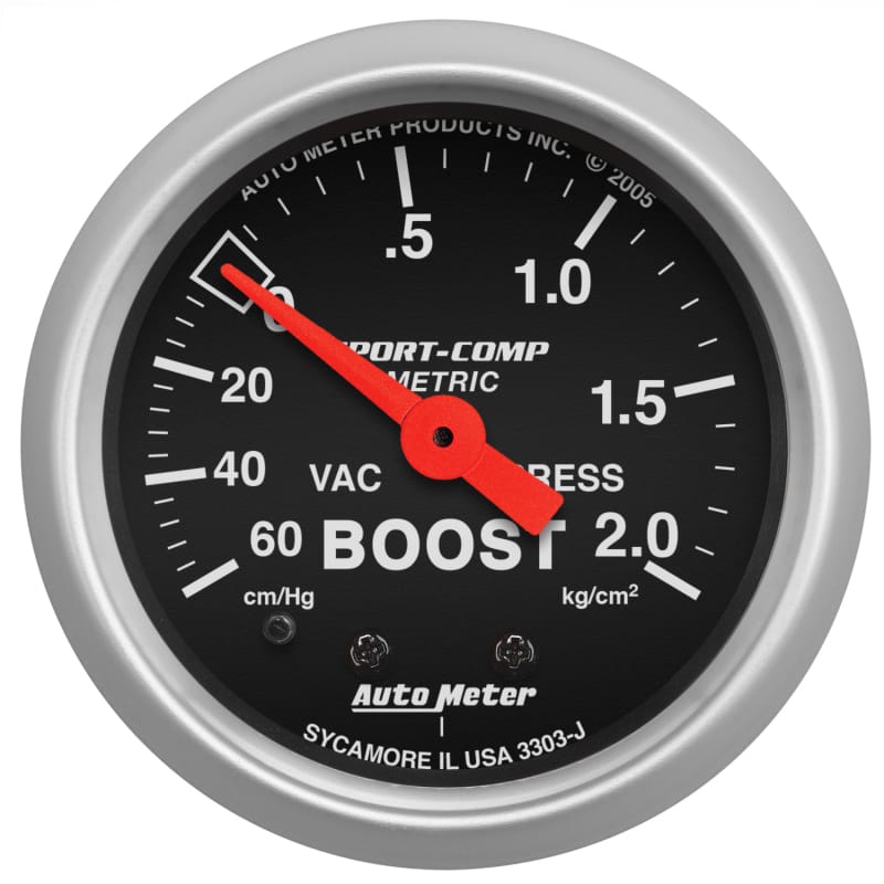 AutoMeter — Autometer Sport-Comp 52mm 60 cm/Hg-2.0 Kg/Cm2 Mechanical Boost Gauge
2" BOOST-VAC/PRESS,