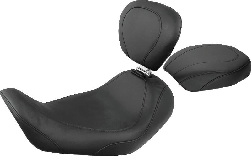 Mustang Motorcycle — Mustang 06-17 Harley Dyna Wide Tripper Solo Seat w/Driver Backrest - Black