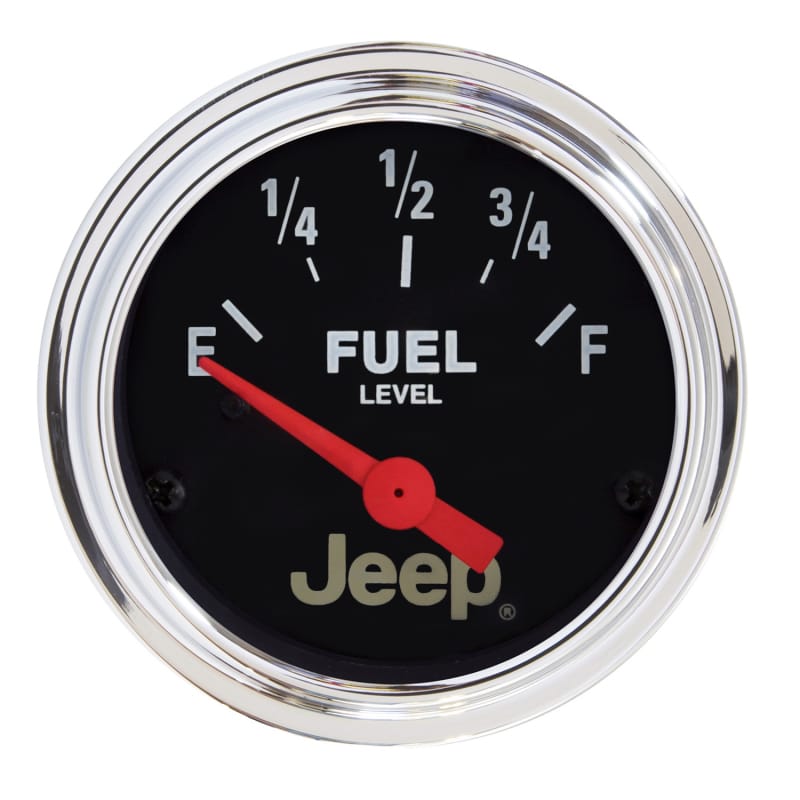AutoMeter — Autometer Jeep 52mm 0 OHMS Empty/90 OHMS Full Short Sweep Electronic Fuel Level Gauge
2-1/16" JEEP FUEL LE