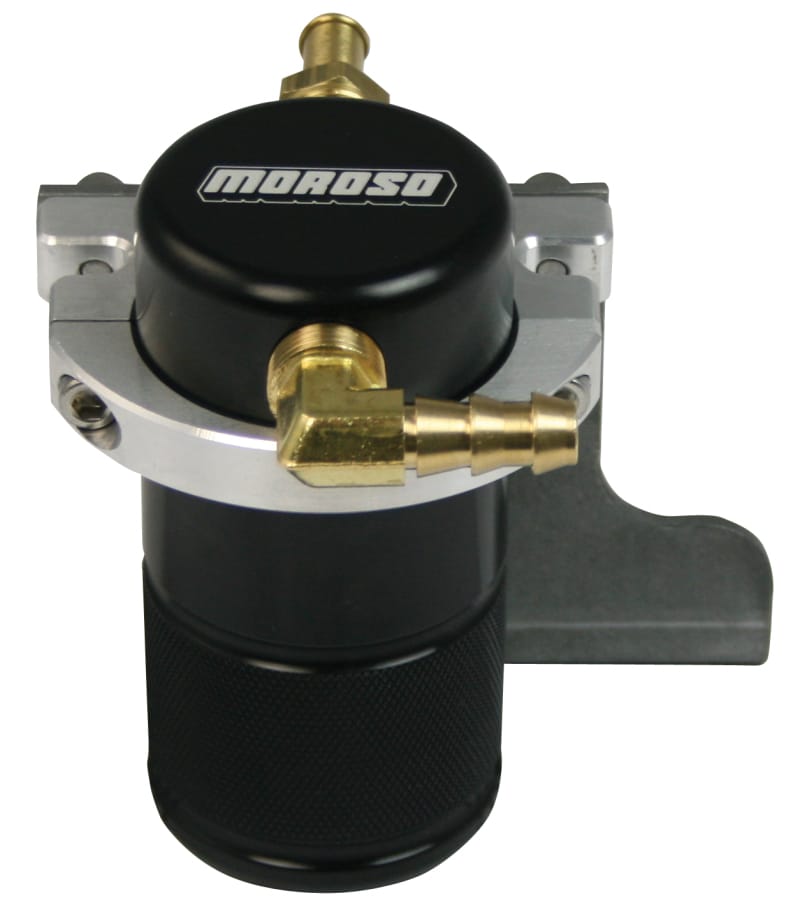 Moroso — Moroso 10-15 Chevrolet Camaro SS (w/Edelbrock S.C.) Air/Oil Separator Catch Can - Billet Alum -Black