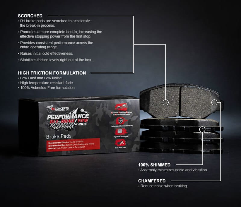 R1 Concepts — R1 2011-2022 Ford F-350 Super Duty 4WD Rear Performance Off-Road/Tow Brake Pads & Hardware Kit
R1 Performance Off-R