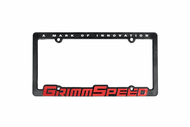 GrimmSpeed — GrimmSpeed License Plate Frame - GrimmSpeed Red Text (Single)