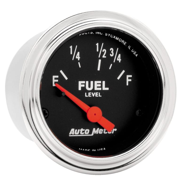 AutoMeter — Autometer Traditional Chrome 52mm Short Sweep Electrical Fuel Level Gauge
2" FUEL LEVEL, 73 E/