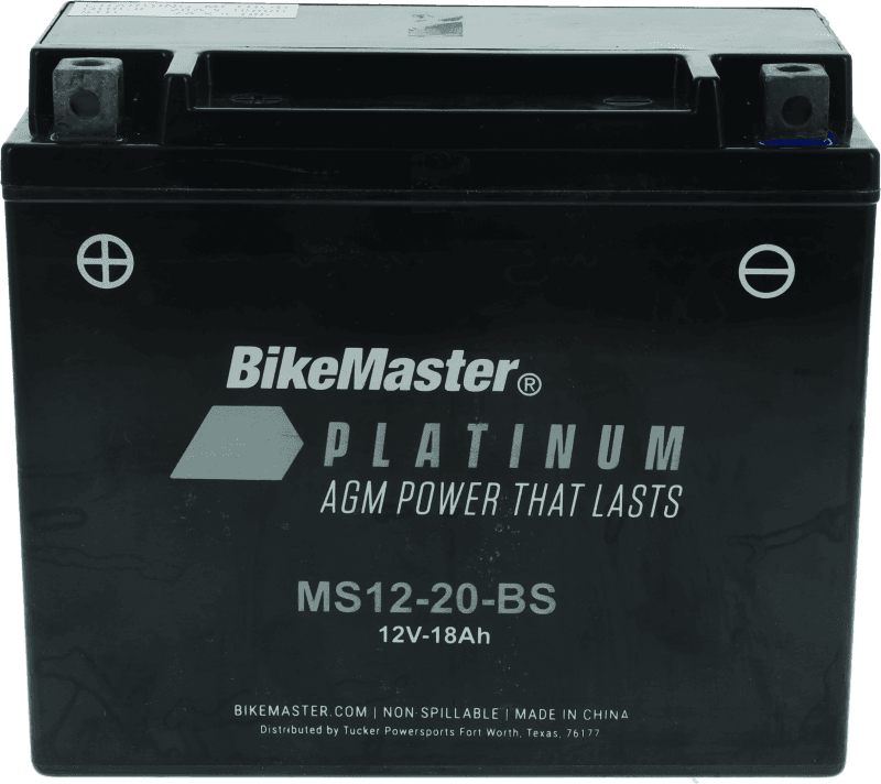 BikeMaster — MS12-20-BS Battery, 12V Battery, 175mm L x 87mm W x 155mm H, 260 CCA