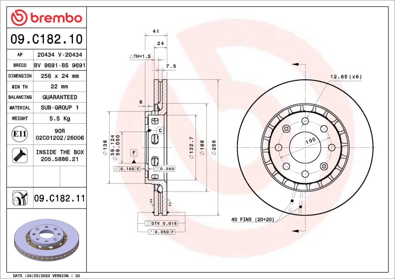 Brembo OE — Brembo OE 09-10 Pontiac G3/2009 G3 Wave/05-08 Wave/05-07 Wave5 Standard Brake Disc - Front