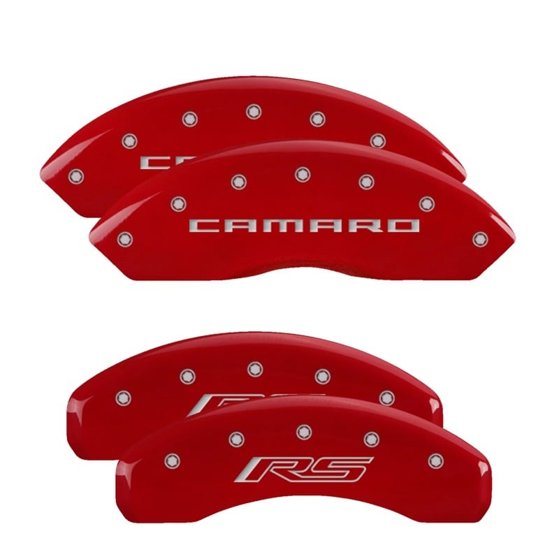 MGP — MGP 4 Caliper Covers Engraved Front Gen 5/Camaro Engraved Rear Gen 5/RS Red finish silver ch
Caliper Covers