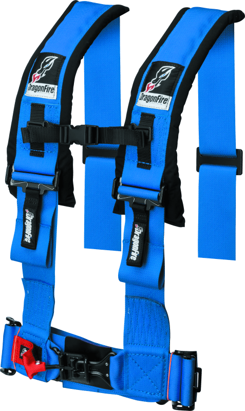 DragonFire Racing — Harness Restraint, H-Style, 4-Point, 3 in. Buckle, Blue