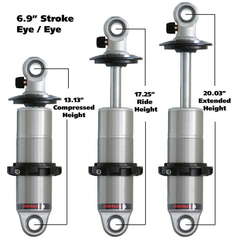 Ridetech — Ridetech HQ Series CoilOver Shock 6.9in Travel 2.5in Coil Eye/Eye Mounting 13.125in/20.025in
HQ CO 6.9" 1.7" Eye