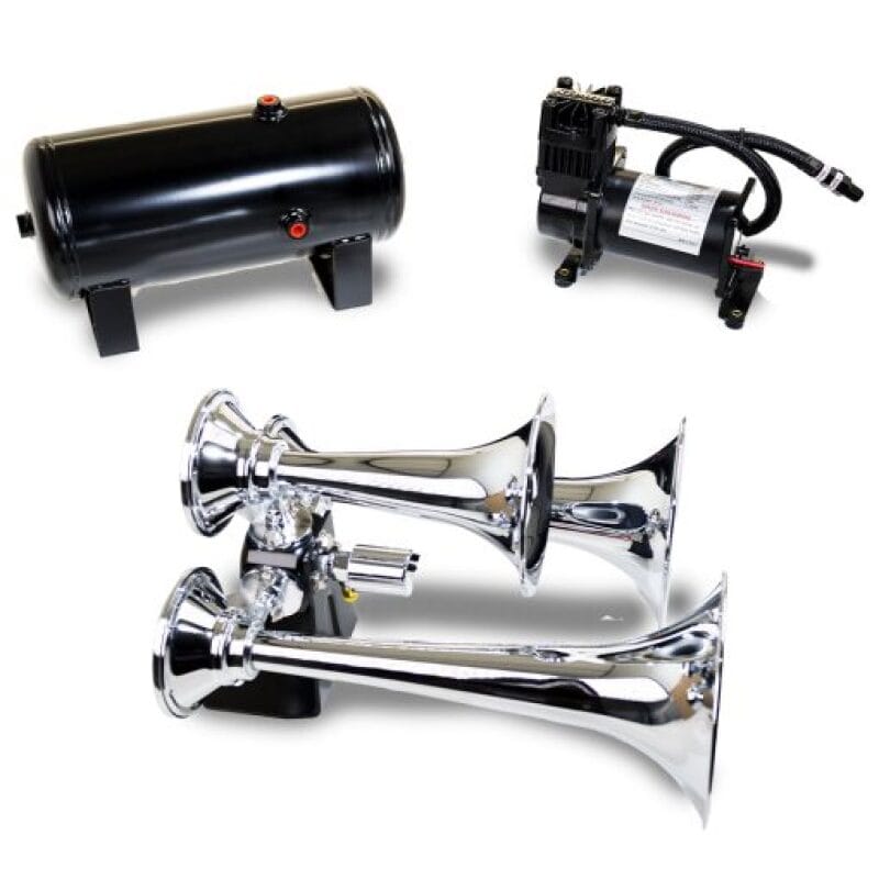 Kleinn Air Horns — Kleinn Triple Chrome Horn Kit w/ 150 PSI Air Compressor / 1.5 gal Air Tank
Triple TrainHorn Kit
