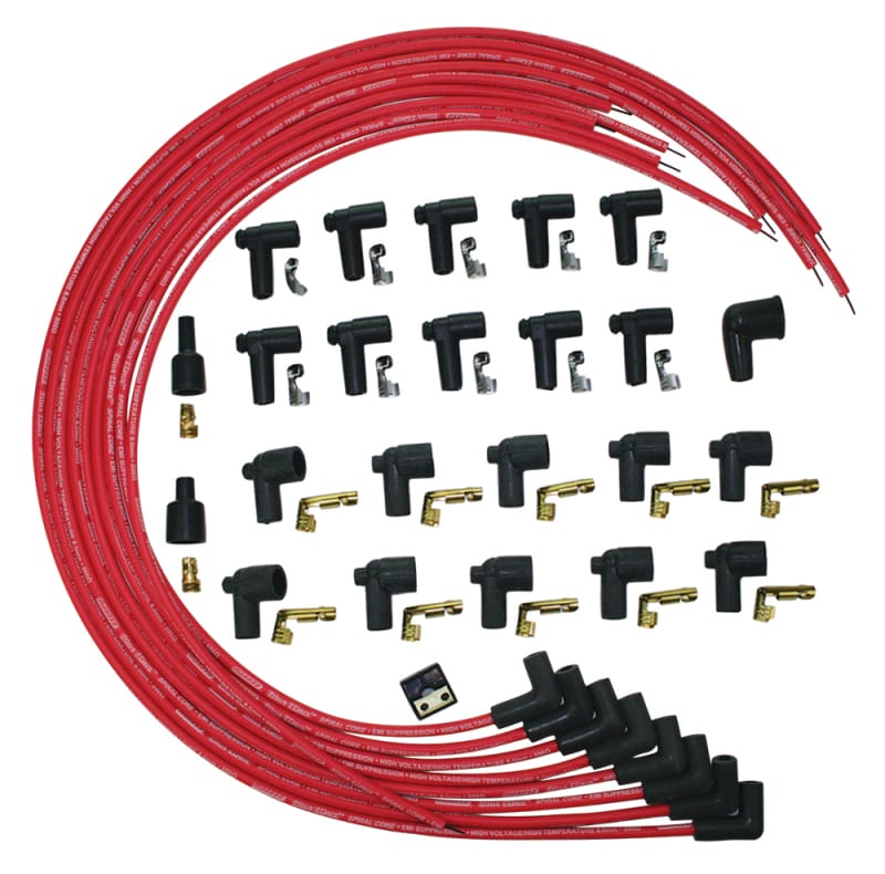 Moroso — Moroso Universal Ignition Wire Set - Blue Max - Spiral Core - Unsleeved - 90 Degree - Red