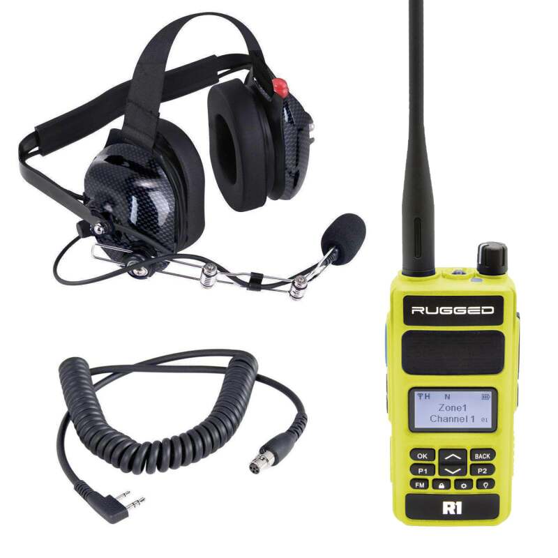 Rugged Radios — Rugged Radios Crew Chief - H42 Spotter Headset and Rugged Handheld Radio Package - Safety Yellow