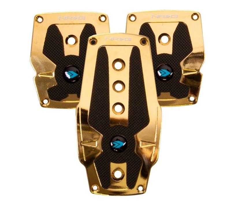 NRG — NRG Aluminum Sport Pedal M/T - Chrome Gold w/Black Rubber Inserts