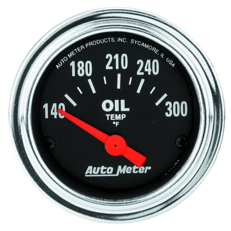 AutoMeter — Autometer Traditional Chrome 52mm 140-300 Degree F Short Sweep Electrical Oil Temperature Gauge
2" OIL TEMP, 140-300