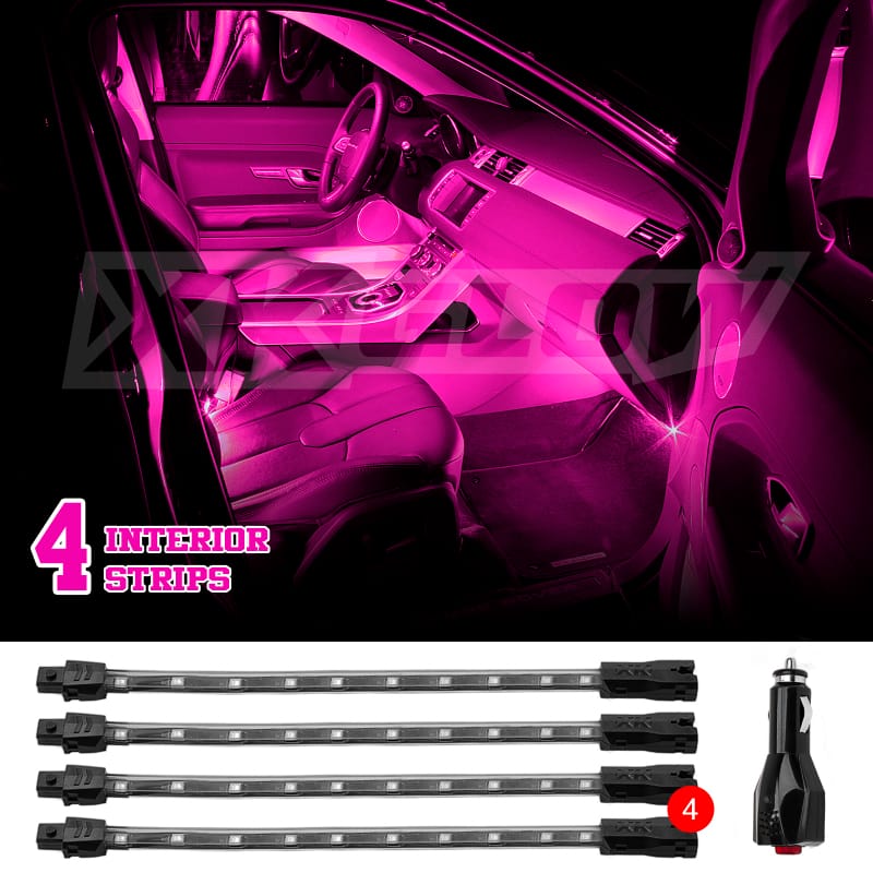 XKGLOW — XK Glow Single Color XKGLOW UnderglowLED Accent Light Car/Truck Kit Pink - 4x8In