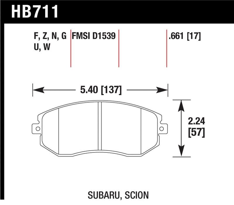 Hawk Performance — Hawk 13 Subaru BRZ / 13 Scion FR-S Perf. Ceramic Front Street Brake Pads
Disc Brake Pad