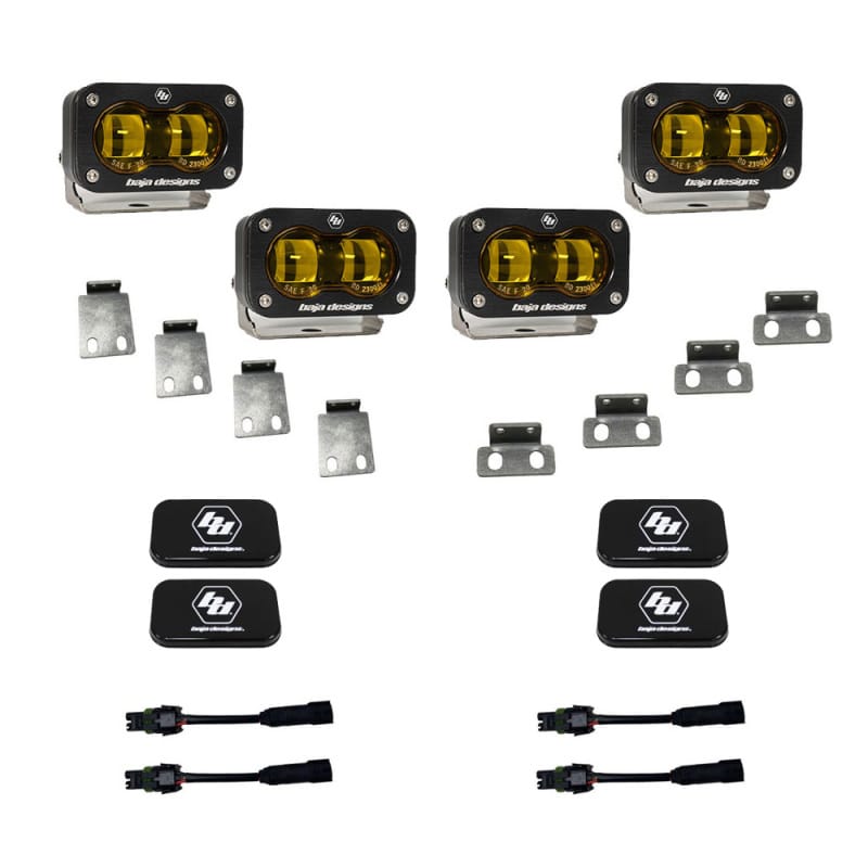 Baja Designs — Baja Designs 21-22 Ford F-150 Raptor S2 SAE Dual Fog Pocket Light Kit - Amber