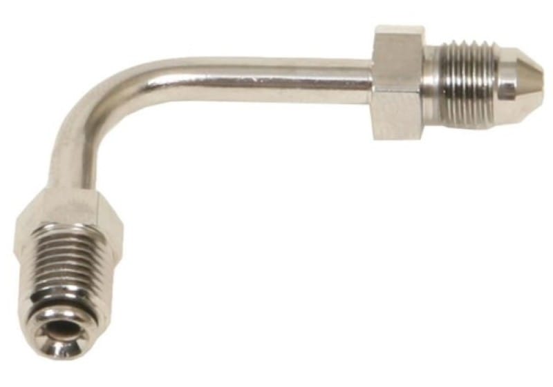 Russell — Russell Performance 3/8in-24 Inverted Flare to Male -3AN Steel Chrome 90 Degree Brake Line Fitting
