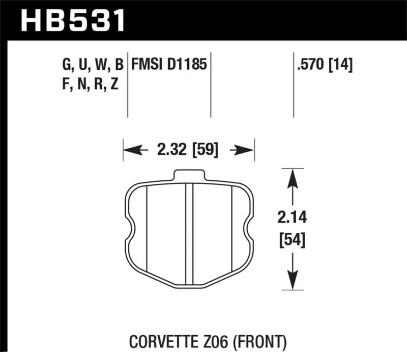 Hawk Performance — Hawk 2008 Chevrolet Corvette 7.0L 427 Limited Edition Z06 (Incl.Shims Pins) Front ER-1 Brake Pads
Disc Brake Pad