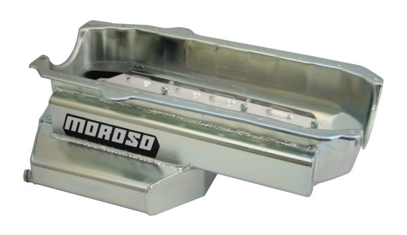 Moroso — Moroso Pre-85 Chevrolet Small Block (w/Passenger Side Dipstick) Wet Sump 7qt 7-1/8in Steel Oil Pan