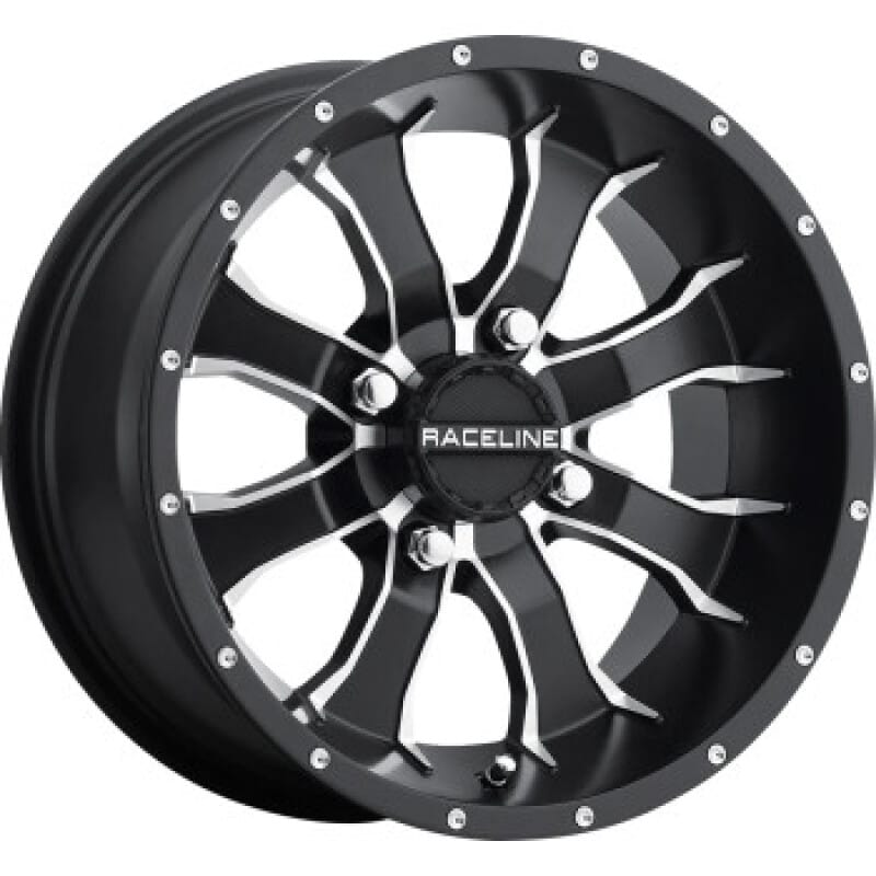 Raceline — Raceline A77 Mamba 10x5in / 4x110 BP /3+2 18mm Offset / 83.8mm Bore - Black & Machined Wheel