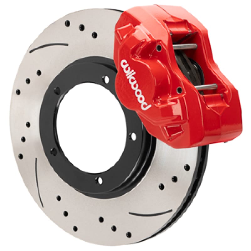 Wilwood — Wilwood 84-89 Porsche 911 D45 11.10in. Front Brake Kit w/ Flex Lines - Drilled Rotors (Red)