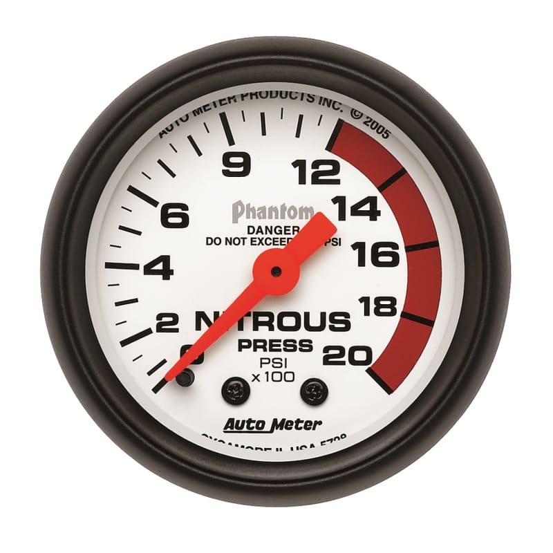 AutoMeter — Autometer Phantom 52mm 0-2000 PSI Mechanical Nitrous Pressure Gauge
2" NITROUS, 0-2000 P