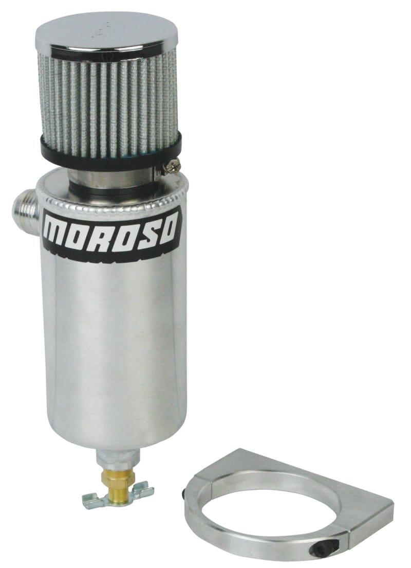 Moroso — Moroso Breather Tank/Catch Can -12An Male Fitting - Billet Mounting Bracket - Aluminum