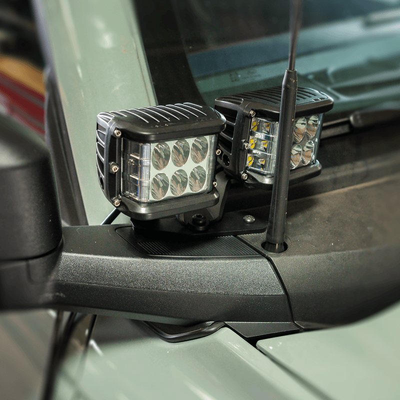 Cali Raised LED — Cali Raised 2021+ Ford Raptor Ditch Light Mount Kit - 2 3X2 18W Amber Led Pods / No