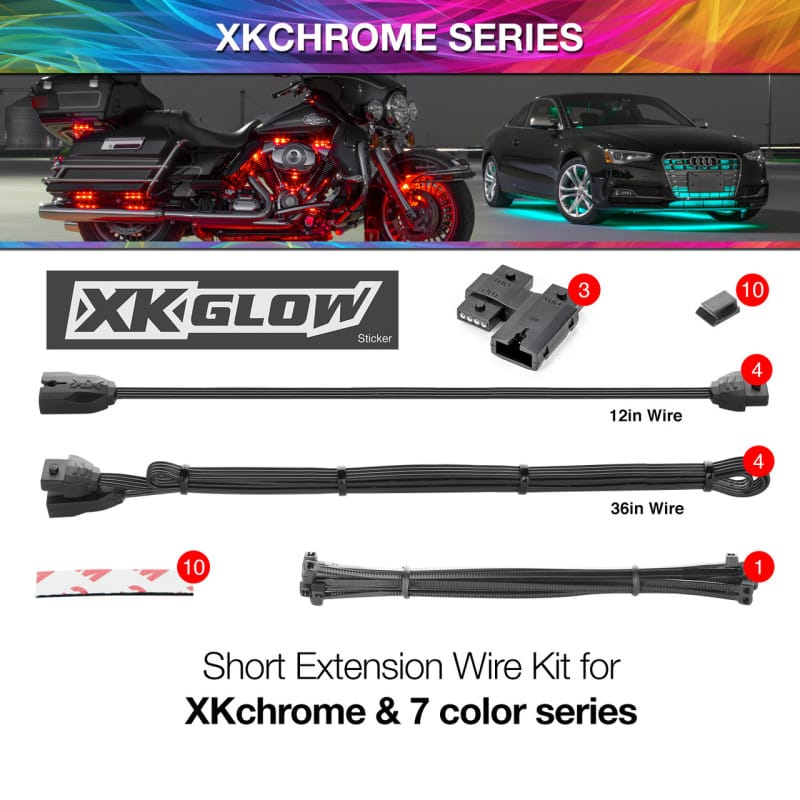 XKGLOW — XK Glow Extension Wire Kit for XKchrome & 7 Color Series for Motorcycle