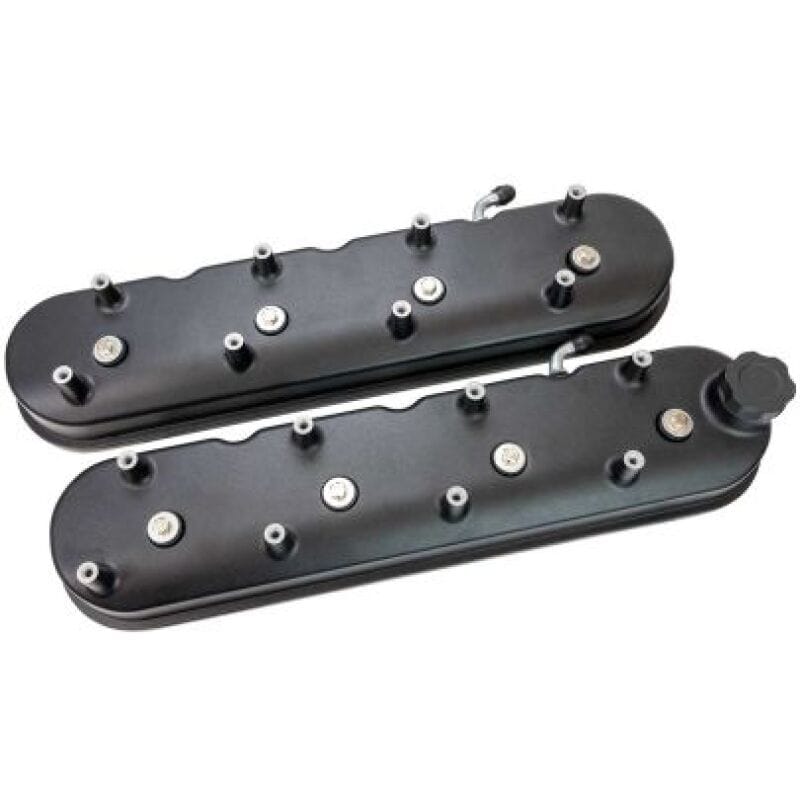 Moroso — Moroso GM LS 1-1/2in Tall OEM Coil Mounts Black Satin Aluminum Valve Cover - Pair