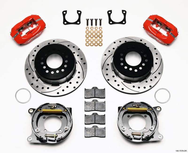 Wilwood — Wilwood Forged Dynalite P/S Park Brake Kit Drilled Red Chevy 12 Bolt-Spec 3.15in Bearing
BRAKE KIT