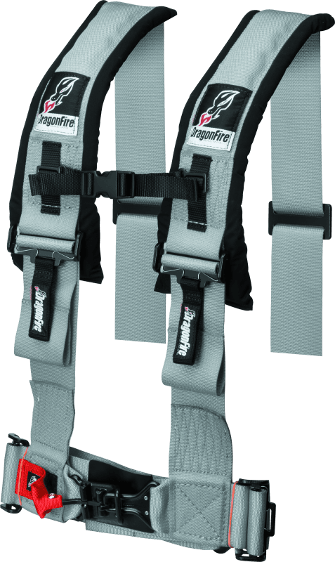 DragonFire Racing — DragonFire Racing Harness H Style- 4-Point- 3in Buckle- Grey
