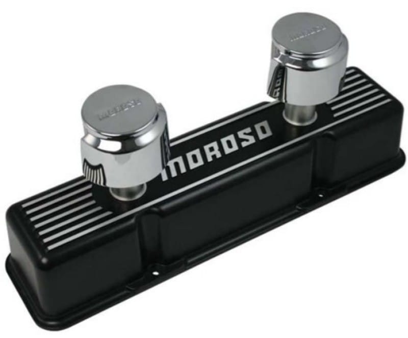 Moroso — Moroso Chevrolet Small Block Valve Cover - 1 Cover w/2 Breathers - Black Finished Aluminum - Pair