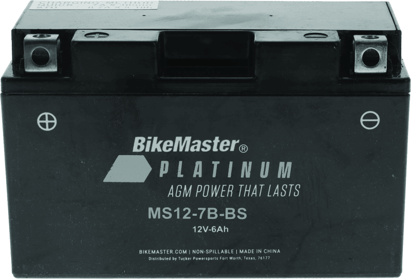 BikeMaster — MS12-7B-BS Battery, 12V Battery, 150mm L x 65mm W x 92mm H, 115 CCA