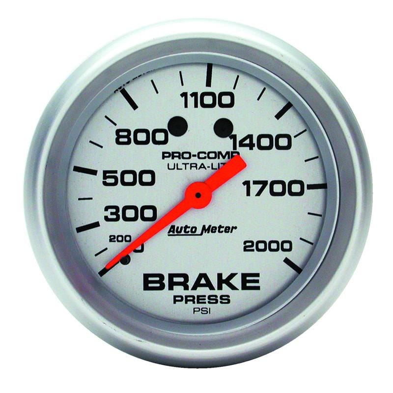 AutoMeter — AutoMeter Gauge Brake Pressure 2-5/8in. 2000PSI Mechanical Ultra-Lite
2-5/8" BRAKE PRESS,