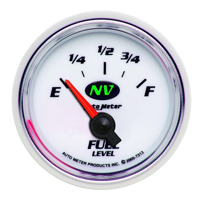 AutoMeter — Autometer NV 2-1/16in 0 Ohms - Empty To 90 Ohms - Full Electric Fuel Level Gauge
2-1/16" FUEL LEVEL,