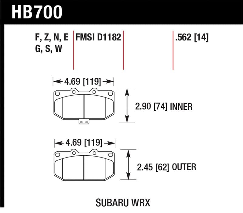 Hawk Performance — Hawk 06-07 Subaru Impreza WRX DTC-60 Front Race Brake Pads
Disc Brake Pad