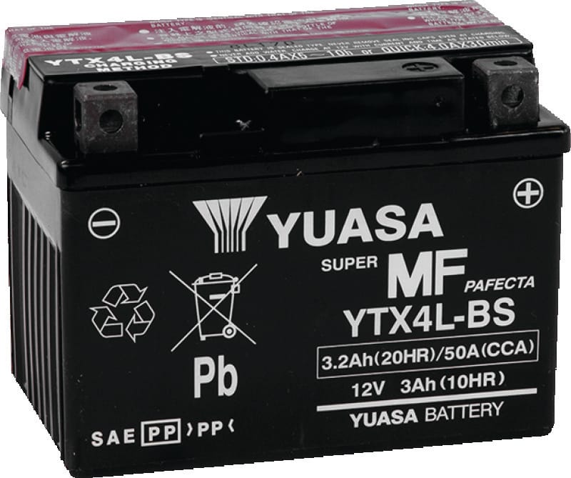 Yuasa Battery — Yuasa YTX4L-BS Maintenance Free AGM 12-Volt Battery w/Bottle
