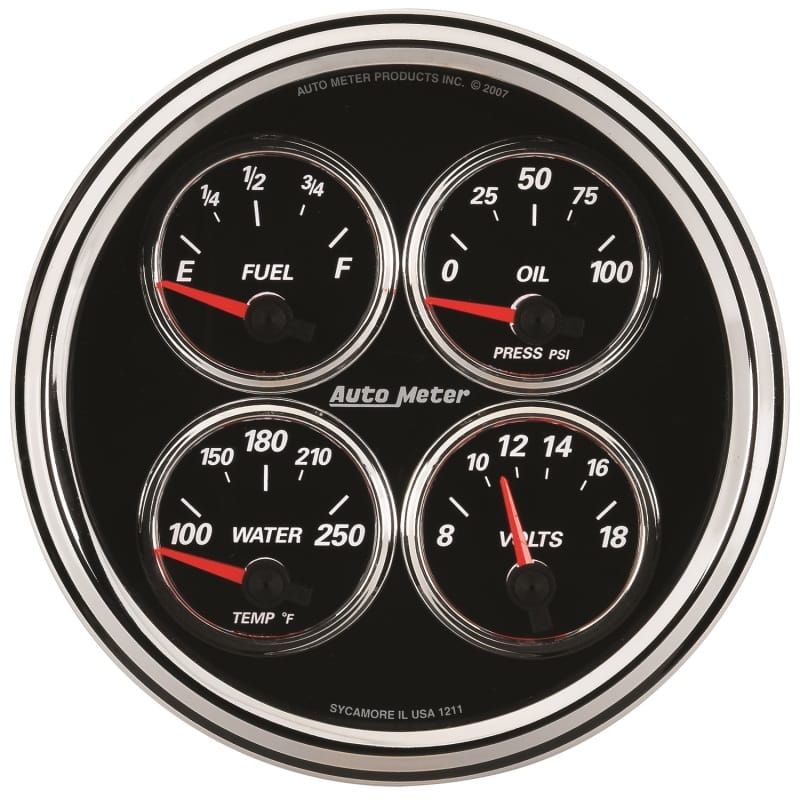 AutoMeter — AutoMeter Gauge Quad 5in. 240 Ohm(e) to 33 Ohm(f) Elec Designer Black II
GA 5" QD 240-33 DBII