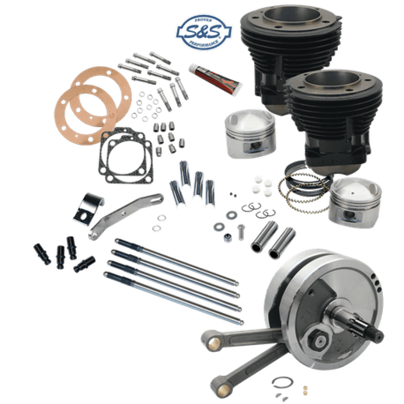 S&S Cycle — S&S Cycle 70-84 BT 93in Sidewinder High Compression Big Bore Stroker Kit - Gloss Black