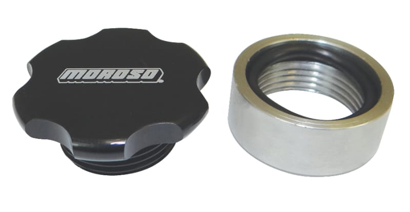Moroso — Moroso Universal Filler Cap Kit - 1-1/4-12UNF - Steel Bung - Black Anodized