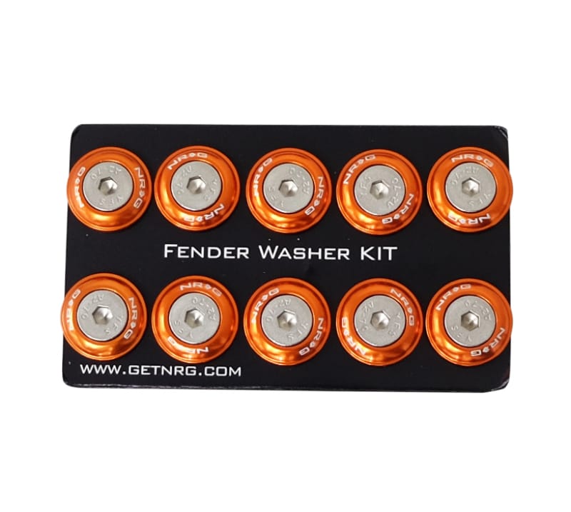 NRG — NRG Fender Washer Kit w/Rivets For Plastic (Orange) - Set of 10