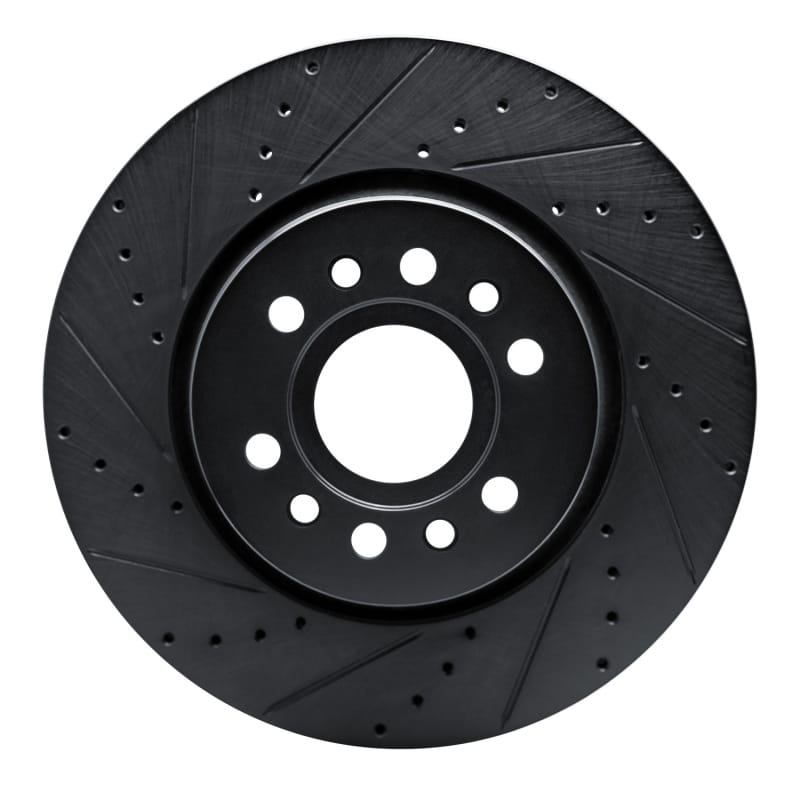 R1 Concepts — R1 21-25 Jeep Wagoneer Front Left Drilled & Slotted Black Brake Rotor